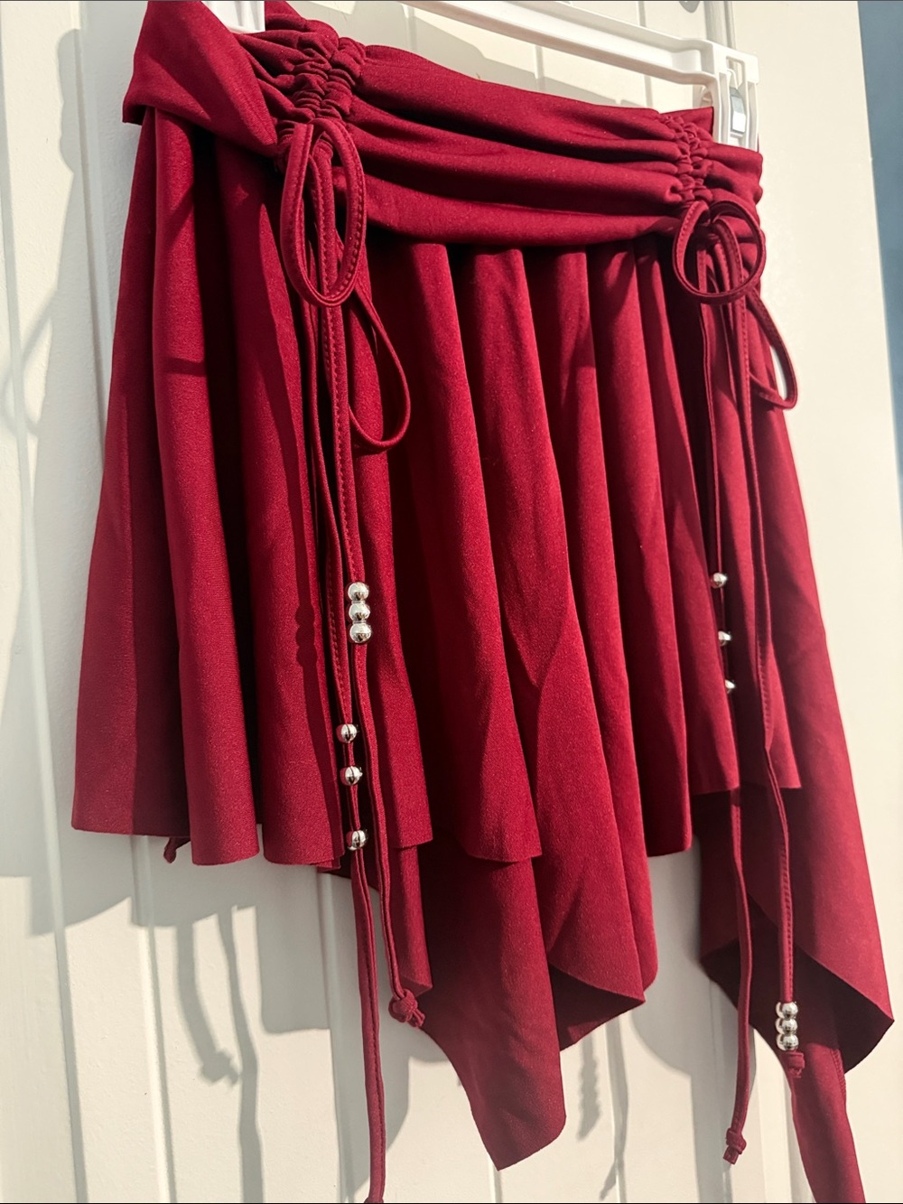 Women's Asymmetrical Handkerchief Hem Skirt in red